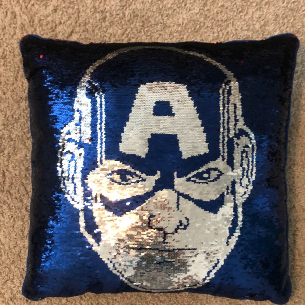 Marvel sequin captain America and iron man pillow